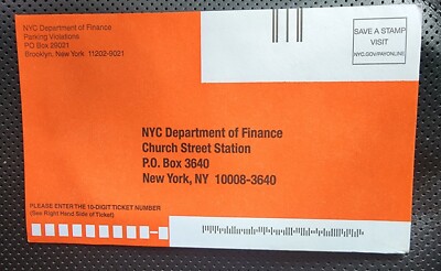 NYC Parking Ticket Envelope • New York City Traffic Summons