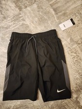 New Nike Men's Size Small Swim Trunks Black Gray 9 Inch Inseam