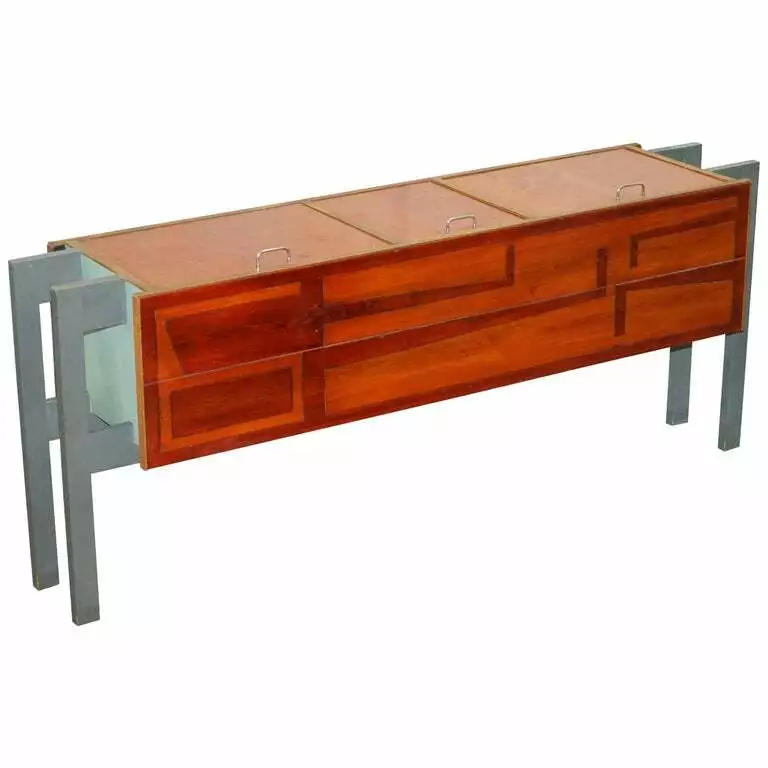 ONE OF A KIND CUSTOM MADE ART MODERN SIDEBOARD DOORS OPENING