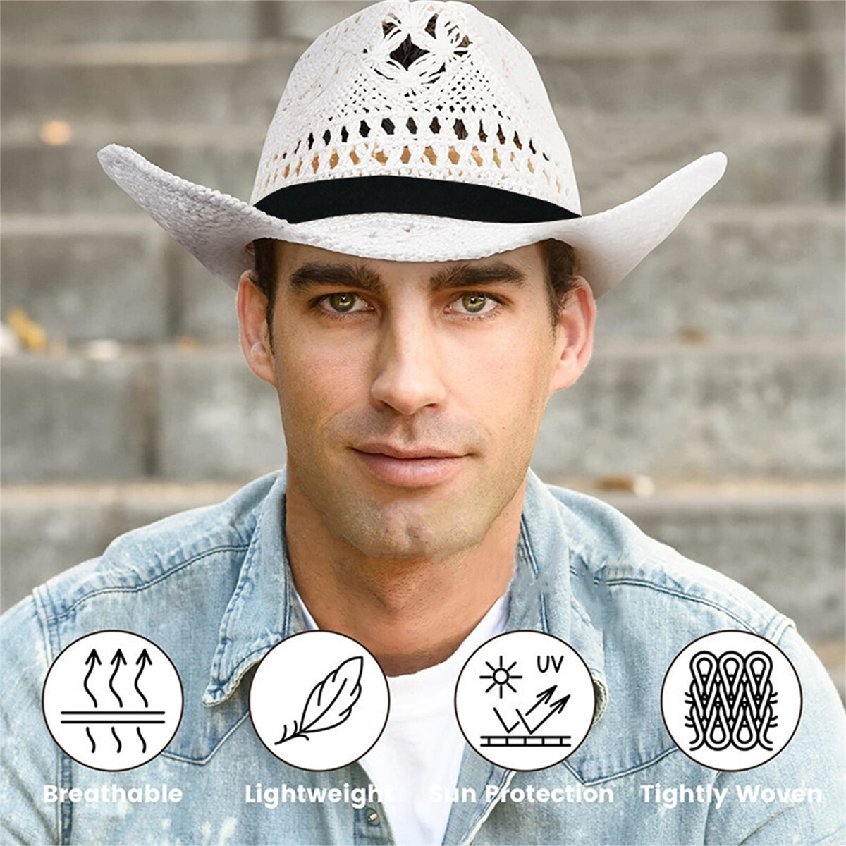 Straw Cowboy Hat Woven Papyrus Sun Hat Western Cowgirl Beach Festival Hat Papyrus Brim Sun Hat | Outdoor Research main image 4