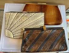 Vintage leather snake skin croc clutch bags Incl Jane shilton