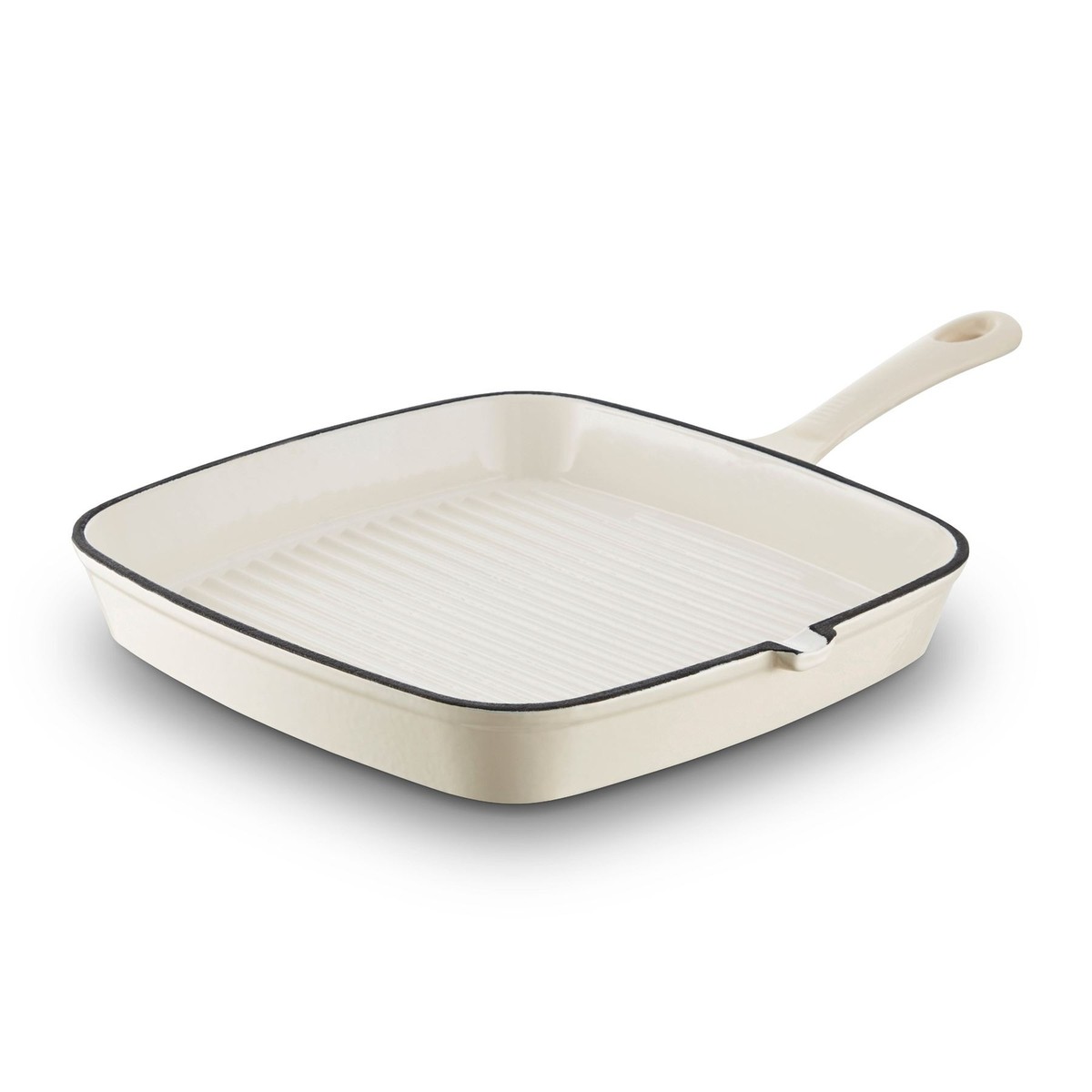 Barbary Oak Cast Iron Grill Pan, Enamel Interior, 23cm, Cream