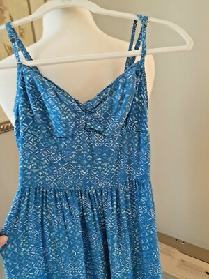 Hollister Tribal Print Maxi Dress - Blue & White - Open Back with Ties -  Size XS | eBay
