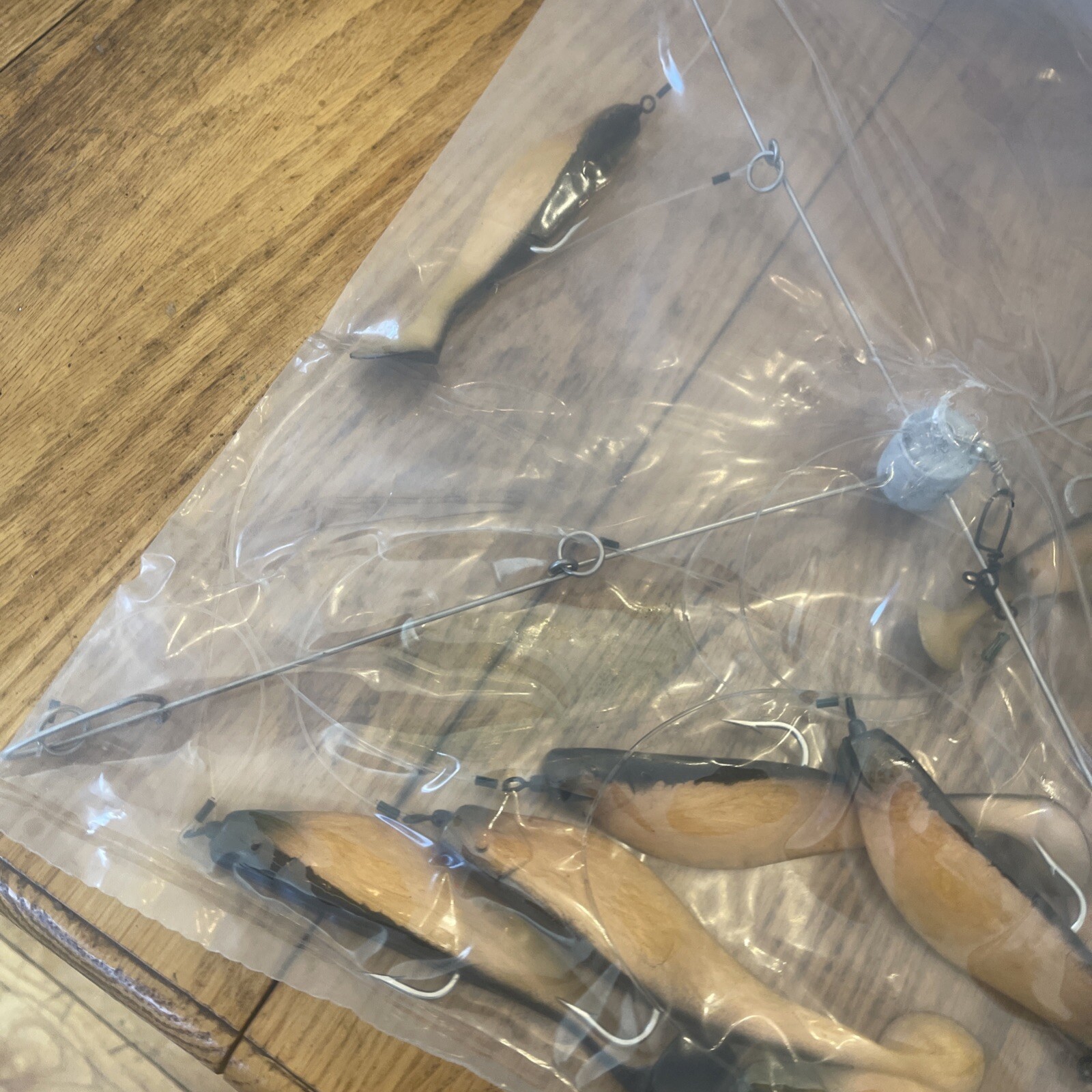 9” Umbrella Rig 4 Arm 11” With 6” Shad (9) Pearl Black 8/0 Hook Mustad New Pkg - Image 9