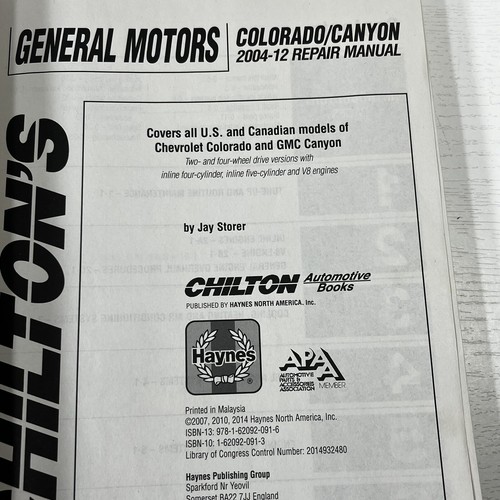 Chilton General Motors Colorado Canyon 200412 Repair Manual & Diagrams