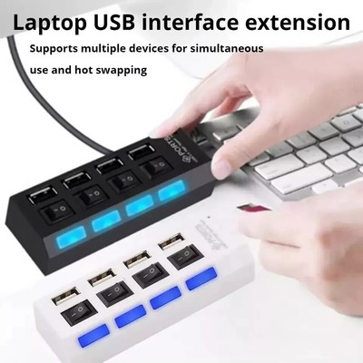 USB 2.0 4-Port Powered Hub Splitter mit externer Stromversorgung Für PC & Laptop
