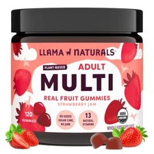 Llama Naturals Real Fruit Gummy Vitamins for Adults No Added Sugar Cane Whole...