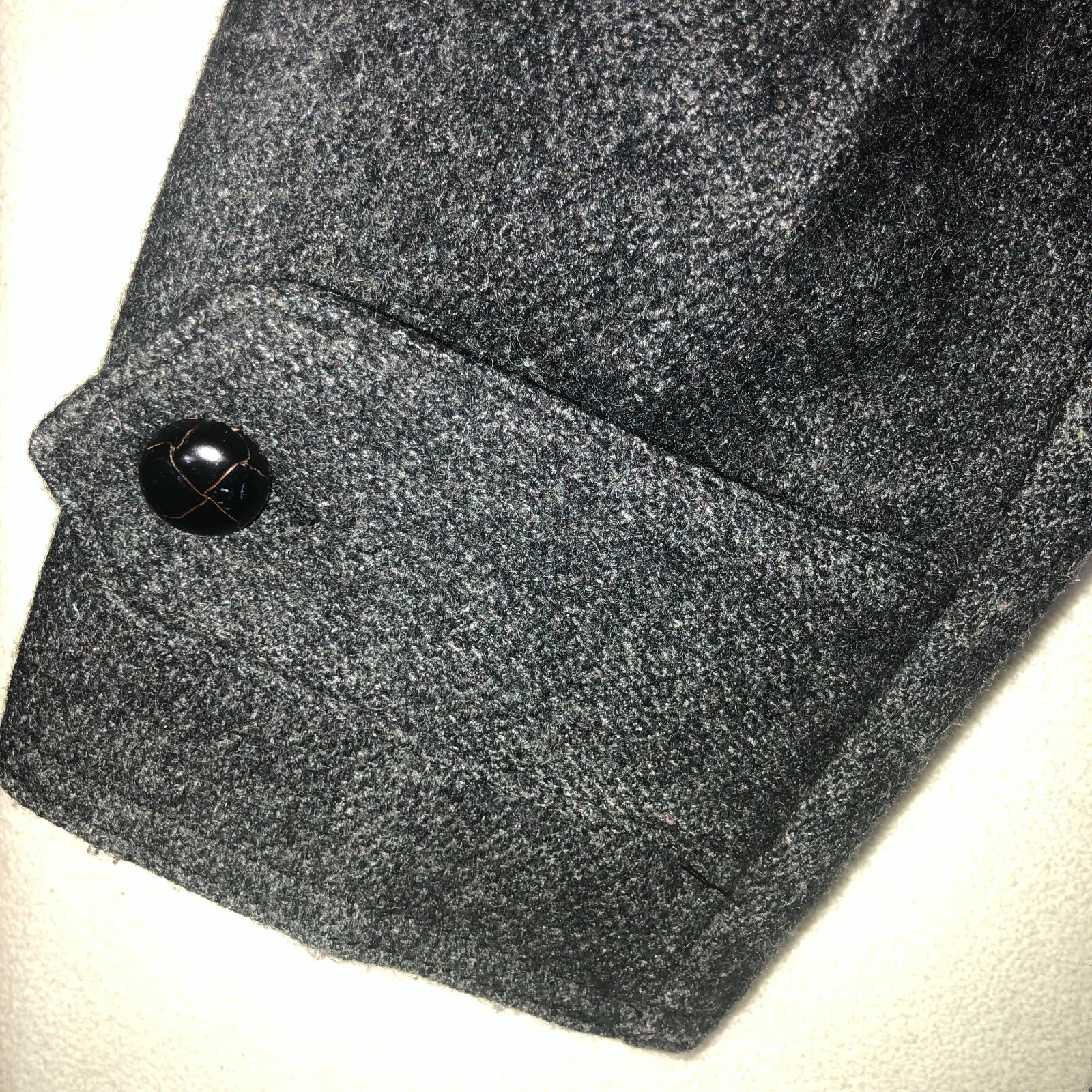 FILA Giacca uomo vintage Adams Row Med grigia lana colletto pelle zip intera foderata USA