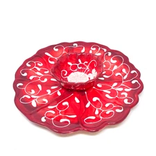 Laurie Gates LG Dining Sweet Kate Collection Veggie/Chip and Dip Platter Red&Wte