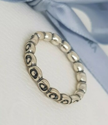 Authentic Pandora Silver Circle and Dot Stacking Ring Retired NEW 190862 