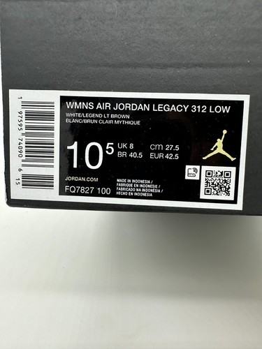Jordan Legacy 312 Low Women's Size 10.5 Mens size 9 White Brown FQ7827 100 - 第 6/6 張圖片