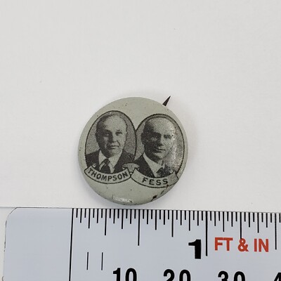 Rare Carmi A. Thompson & Simeon D. Fess 1920s Pinback Botton Litho Portraits 