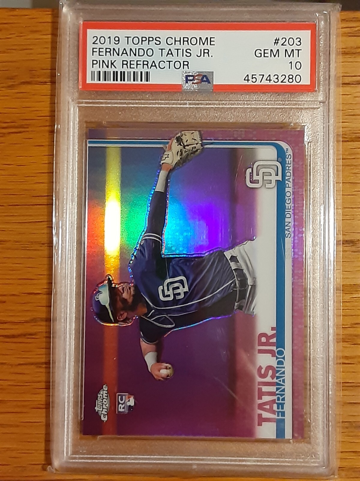 2019 Topps Chrome Pink Refractor #203 Fernando Tatis Jr RC Rookie PSA 10