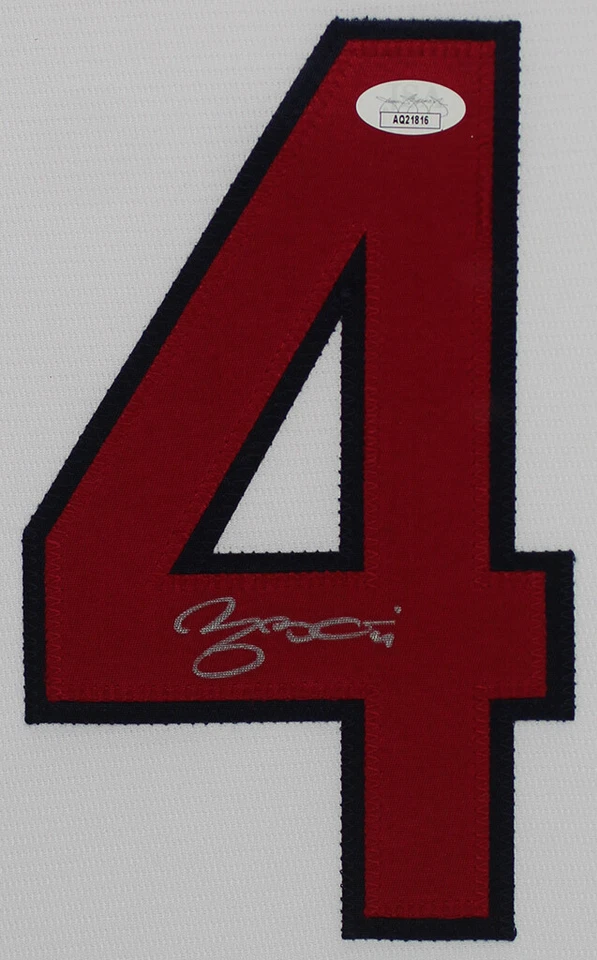 Camiseta Yadier Molina Autografiada y Enmarcada Blanca San Luis Certificado de Autenticidad JSA Foto 2 de 4