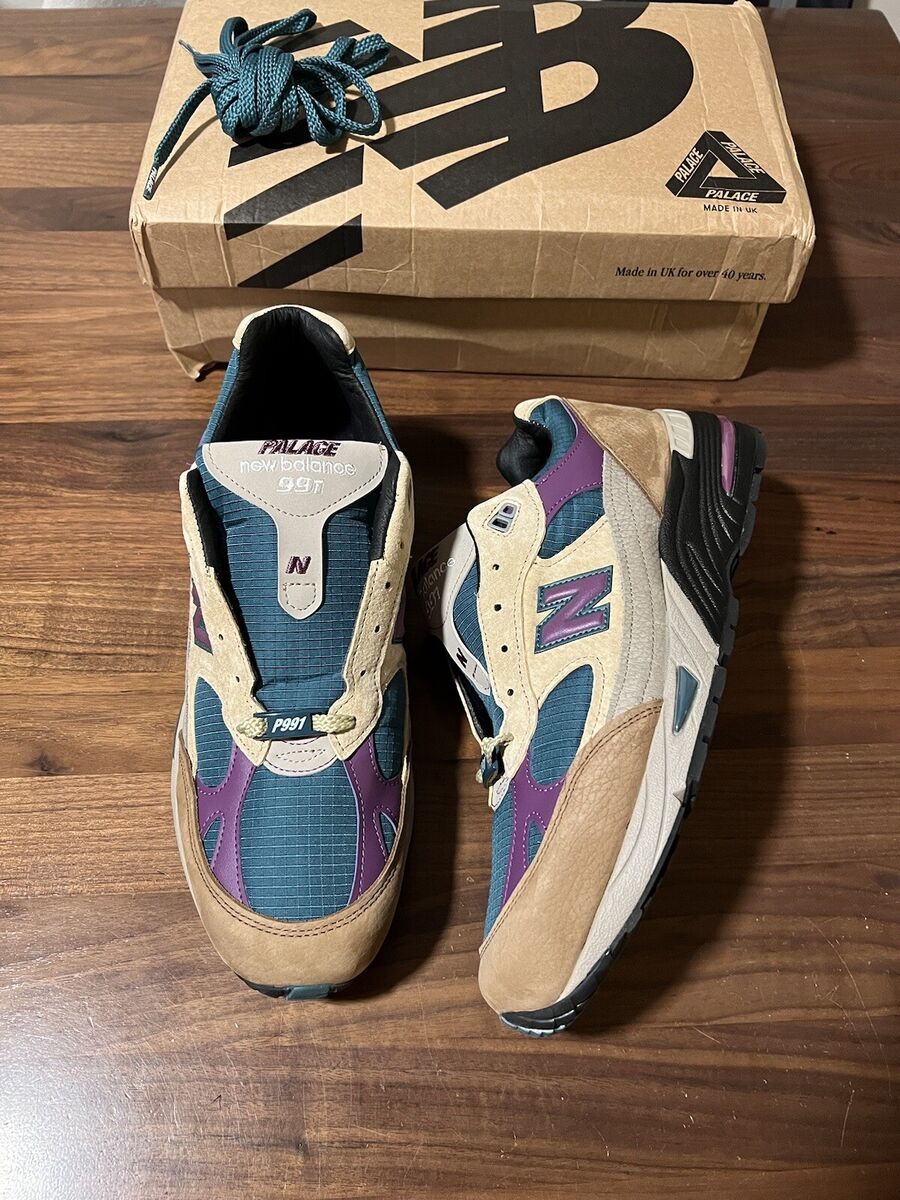 New Balance 991 x Palace Taos Taupe Tan / Teal / Grape Purple ...