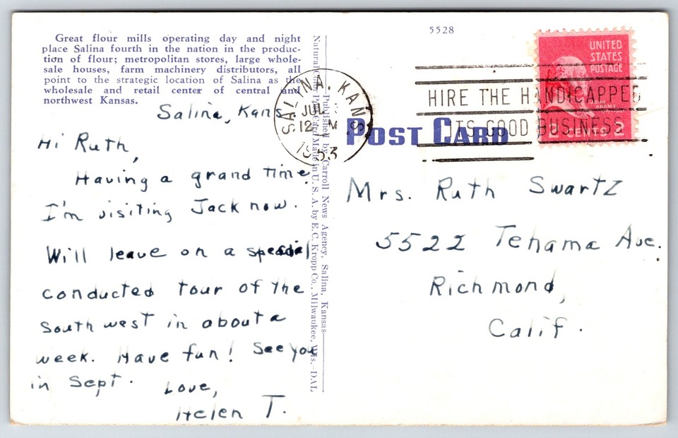 Salina KansasAerial ViewFlour MillsFactories1953 Postcard eBay