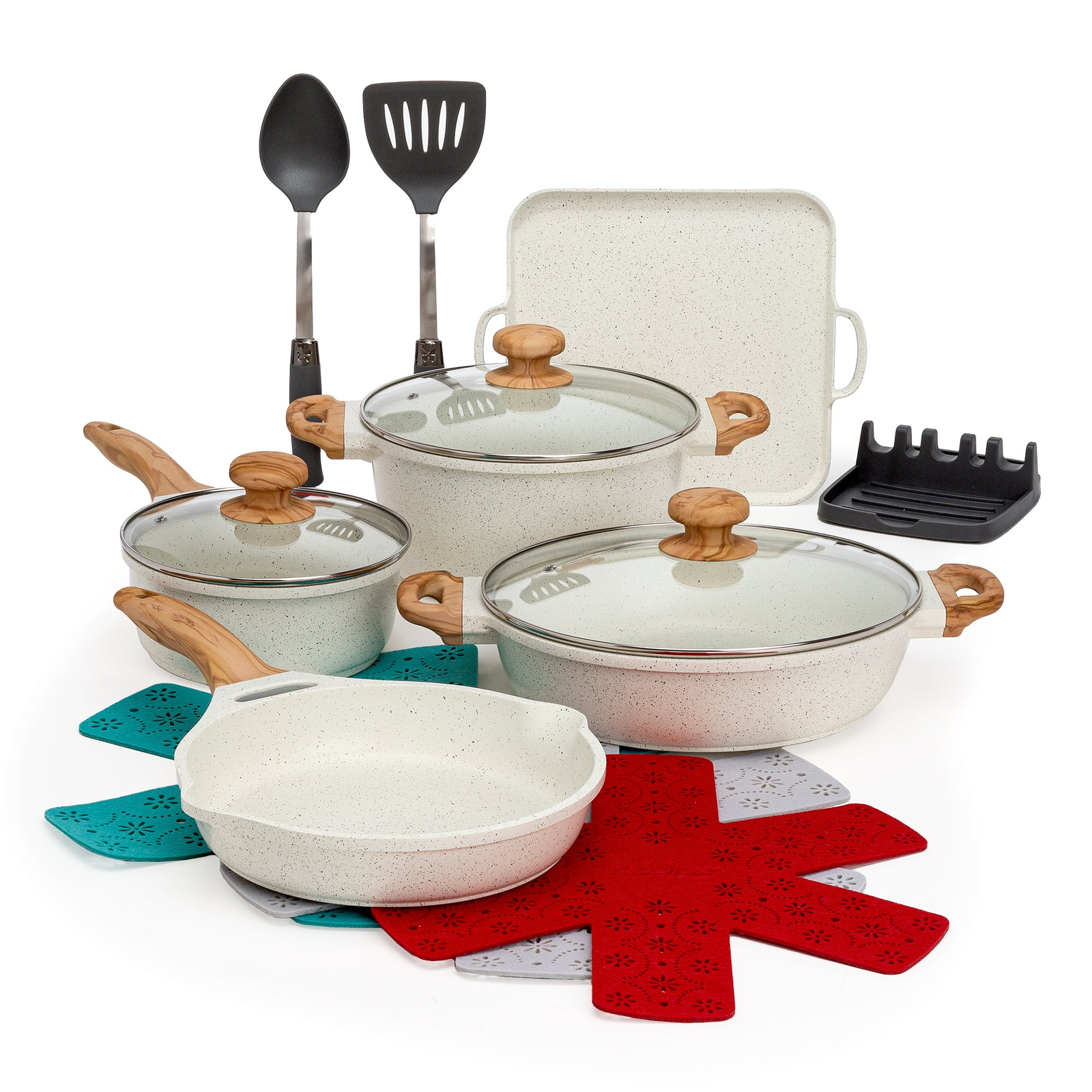 The Pioneer Woman Prairie Signature 14Piece Cast Aluminum Cookware Set