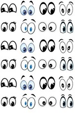 24 Cartoon Eyes Stand Up Cupcake Cake Toppers Edible Rice Wafer Paper Decoration