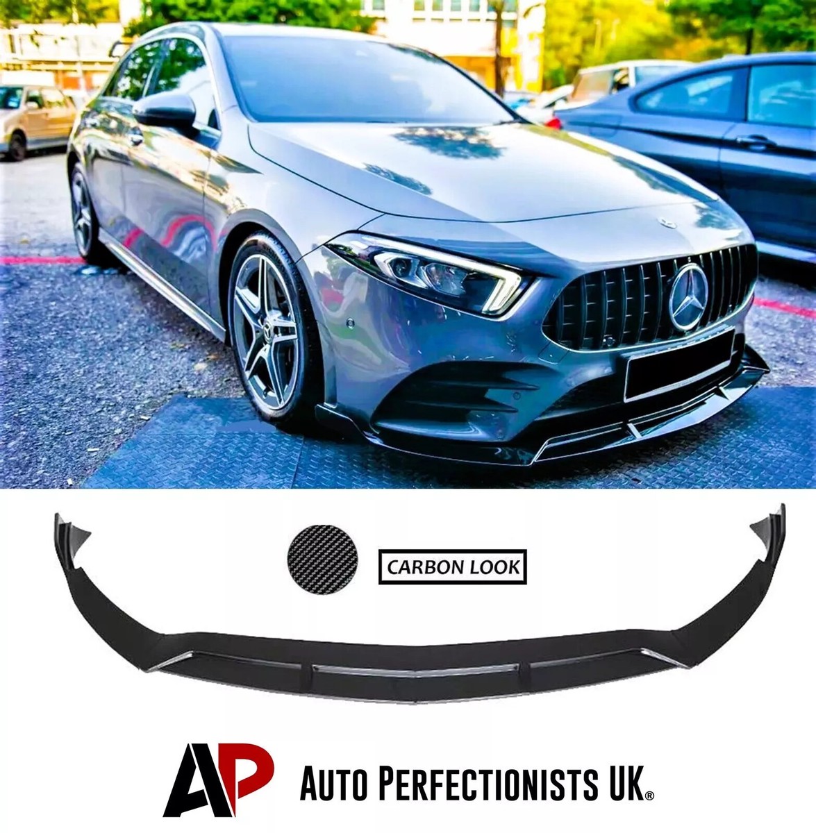 Aileron Voiture Mercedes Classe A W177 A35 AMG - Séparateur Pare-Chocs Avant Gloss Black