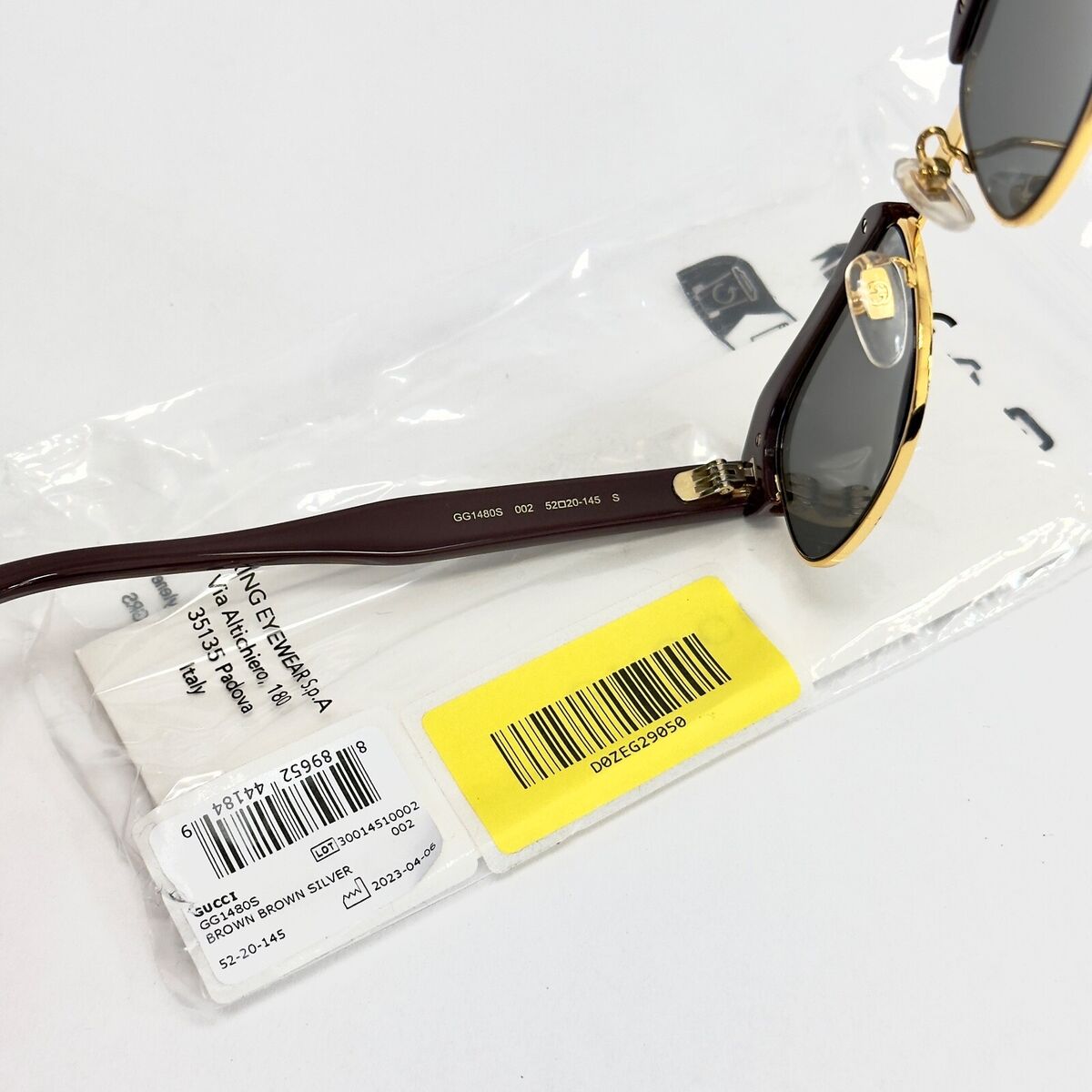 GUCCI 1480 Brown Smoke Silver Mirror Sport Aviator Gg1480S GUCCI 1480 Brown Smoke Silver Mirror Sport Aviator Gg1480S