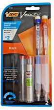 BiC Velocity Max Mechanical Pencil  Refills, Erasers, 0.7 mm, 2, 2 Ct