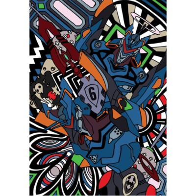 EVANGELION RADIO EVA 671 EVA Abstract Art T-Shirt β/NAVY