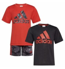 NWT Adidas Boys 3 piece Activewear Set Shorts Red