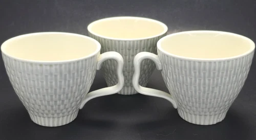 C1950s LOT Vintage Red Wing Capistrano Country Garden Basket Weave Gray Cups USA