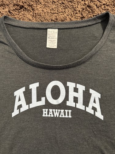 Aloha Hawaii Crop Top XL Juniors Women’s Gray Graphic Tee Casual Beach Vibes - Picture 3 of 8