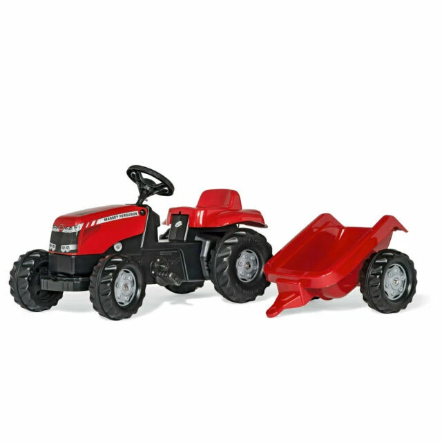 Rolly Toys rollyKid MF Massey Ferguson Tractor and Trailer Pedal Ride-On Toy - Red (012305)