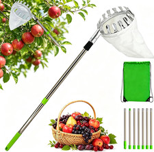 Obstpfl&uuml;cker 2,8m Teleskopstiel Apfelpfl&uuml;cker 16cm Baumwollbeutel Kirschen