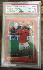 2018-19 Panini Donruss Rated Rookie Matthijs de Ligt Press Proof Red (RC) PSA 10