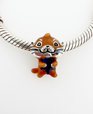 Süßer Otter Charm Bead Tier echt 925 Sterling Silber  
