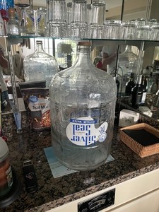 Rare Vitg Silver Seal 5 Gal Distilled Water Blue Tint Glass Bottle Jug W/Label