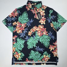 RLX Ralph Lauren Mens Hawaiian Floral Print Golf Polo Shirt Stretch