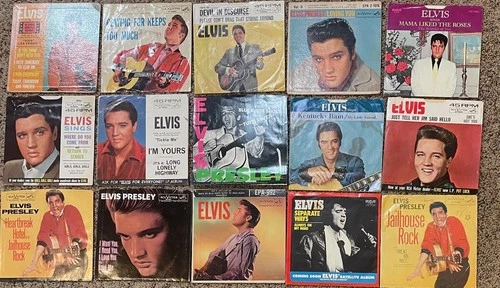 15 VINTAGE 1950s-70s ELVIS PRESLEY 45rpm PICTURE SLEEVES ONLY - BARGAIN LOT