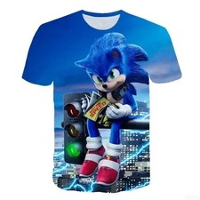 Boys Girls Clothes Clothing Summer T-Shirt Tshirt Cartoon Sonic Hedgehog Game