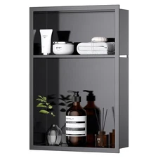 12"x18" Stainless Steel Shower Niche, Recessed Bathroom Storage with Double S...