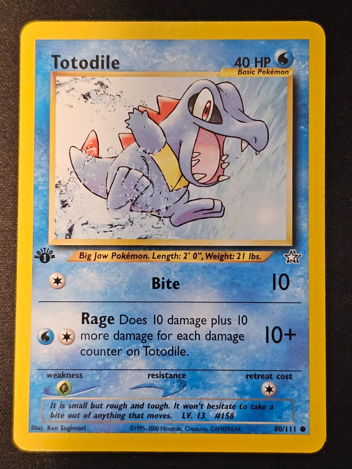 Pokemon TCG Totodile 80 Neo Genesis 1st Edition Mint Near Mint (non-holo)