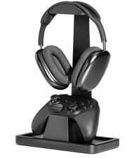 Soporte Auriculares y Mando Gaming Madera Maciza Organizador para Escritorio