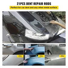 New Rods Dent Removal Kit, 21 Pcs Paintless Dent Repair Rods, Stainless Steel D