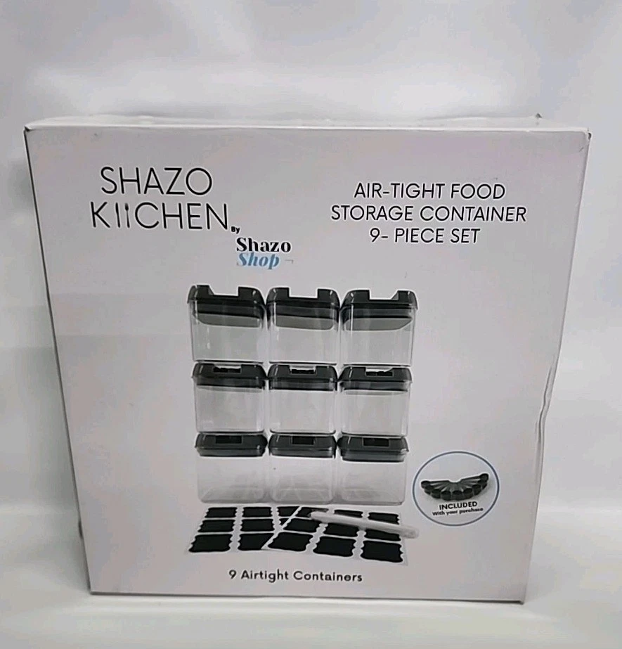 Shazo 9 Pc Airtight Food Storage Containers Set - BPA Free Clear Plastic Snac...
