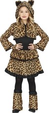 COSTUME CARNEVALE LEOPARDO MARRONE VESTITO BIMBA ANIMALE BAMBINA SAVANA ABITO