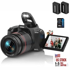 4K Digital Camera for Photography & Video, 12X Optical Zoom Camera with Flip