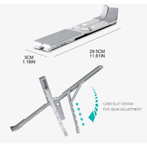 Laptop Stand Holder Desktop Foldable Notebook Tablets Heightening Rack Aluminum - Afbeelding 8 van 8