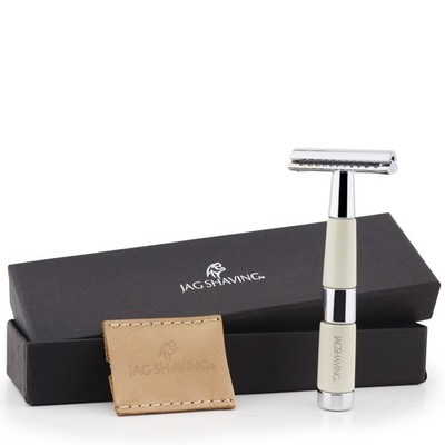 JAG's Shaving Luxury Double Edge Safety Razor - White Steel Handle