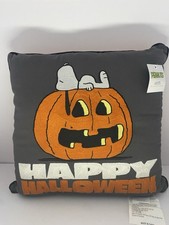 Peanuts Snoopy Halloween Pillow On Pumpkin 'Happy Halloween' 16"x16" New 2025