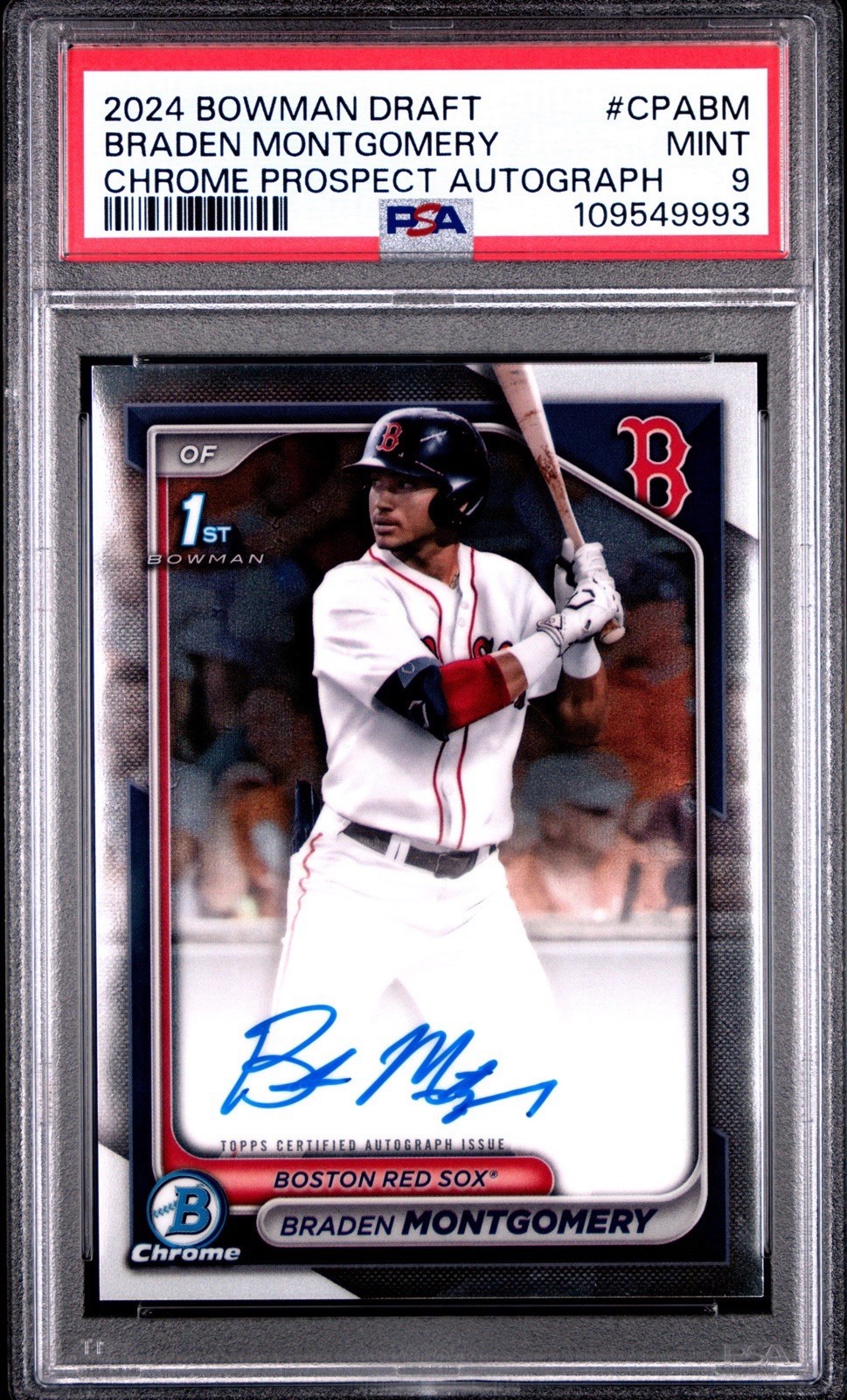 2256 Braden Montgomery 2024 Bowman Chrome Draft #CPA-BM Auto 1st RC PSA 9