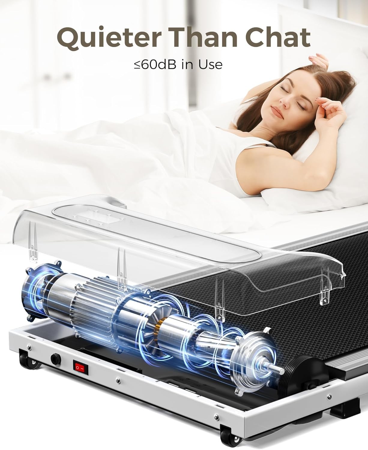 Under Desk Treadmill 2.5HP Walking Pad Portable Running Machine w/ Remote Silver