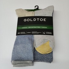 GOLDTOE Men  s 6 Pk Casual Multicolored Crew Socks Size 6-12.5 Moisture Wicking
